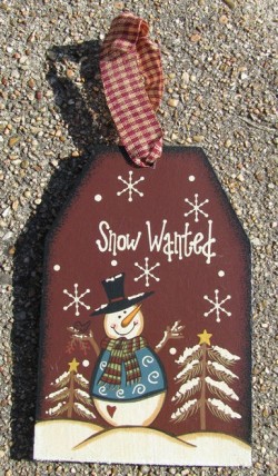 Wood Christmas 55719 Snowman Snow Wanted Tag Wood Christmas 55719 Snowman Snow Wanted Tag