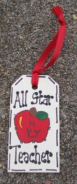  Teacher Gifts  56122AST All Star Teacher Wood Tag