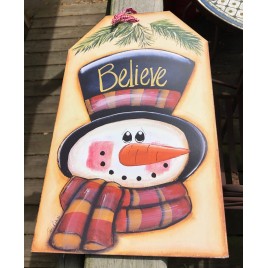 Snowman Decor 5666 - Snowman Believe Gift Tag Cream