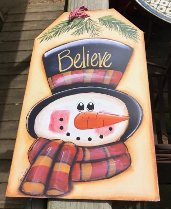 Snowman Decor 5666 - Snowman Believe Gift Tag Cream Snowman Decor 5666 - Snowman Believe Gift Tag Cream