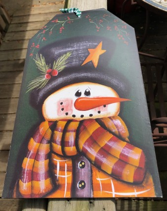 Snowman Decor 5668 - Snowman wood gift tag green Snowman Decor 5668 - Snowman wood gift tag green