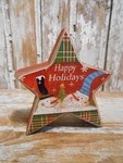 Happy Holidays 5737 Wood snowman star 