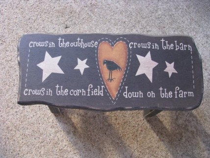 Primitive Wood Stool 60276C - Crow Stool Primitive Wood Stool 60276C - Crow Stool