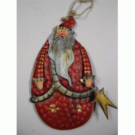 603315-Tin Santa Ornament with gold star 