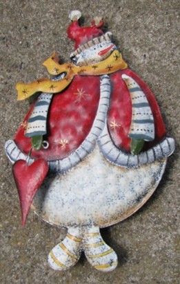 603322 Snowman Red Vest Tin Ornament 603322 Snowman Red Vest Tin Ornament