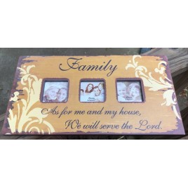 60991F - Family As for me and my house we will serve the Lord wood picture frame 