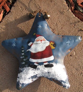 62284S - Santa Blue Metal Star Ornament 62284S - Santa Blue Metal Star Ornament