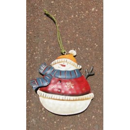 62315BS - Snowman Metal Blue Scarf ornament 