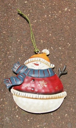 62315BS - Snowman Metal Blue Scarf ornament 62315BS - Snowman Metal Blue Scarf ornament