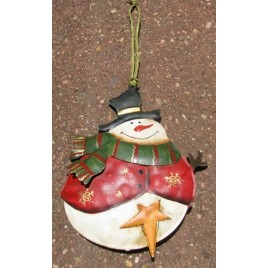  62315GRS - Snowman Metal Top Hat Star Ornament
