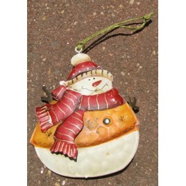 62315YVRS -  Metal Snowman Red Vest Yellow Scarf 