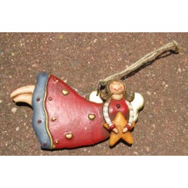 62322YSRB - Angel Gold Star Red Dress Resin Ornament 