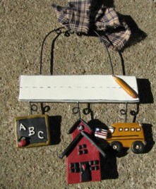 649CL Teacher Slate Schoolhouse Bus Resin Sign