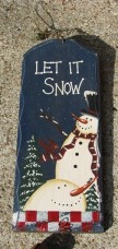Snowman Sign 66058LIS - Let it Snow Plaque Wood with Bells Blue Snowman Sign 66058LIS - Let it Snow Plaque Wood with Bells Blue