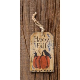 Primitive Wood Fall Tag 6D3676- Happy Fall Primitive Tag  Primitive Wood Fall Tag 6D3676- Happy Fall Primitive Tag