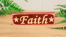 Primitive Wood Engraved Block 6F Faith   