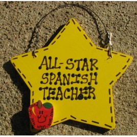 Spanish Teacher Gift Yellow Star w/Apple 7024  All Star Spanish Teacher