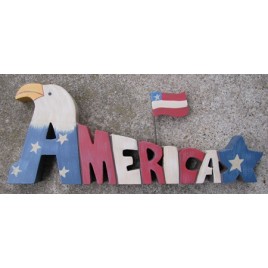 704150 America, Eagle, Star & Flag Wood Block 704150 America, Eagle, Star & Flag Wood Block