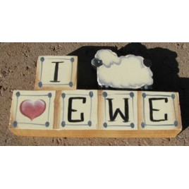 712E - I Love Ewe wood block 712E - I Love Ewe wood block