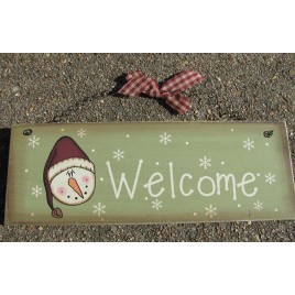 Wood Christmas 71775W Welcome Snowman Plaque Sign