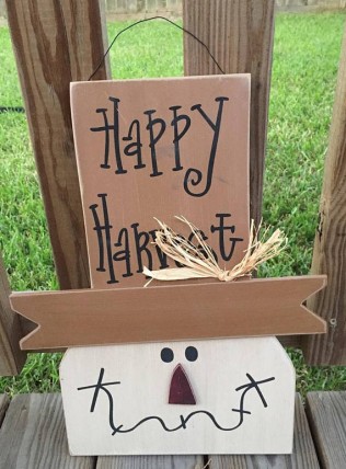 Fall Decor 73039NB - Happy Harvest Hanging Wood Scarecrow Fall Decor 73039NB - Happy Harvest Hanging Wood Scarecrow