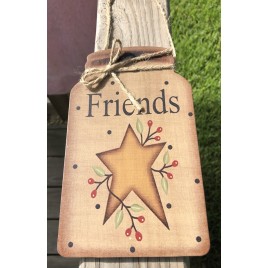 Primitive Decor Friends w/berries and star Mason Jar 