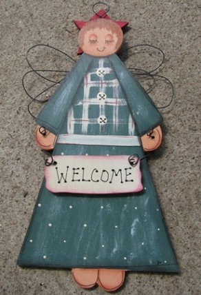 Country Crafts Wood Angel 773G -Welcome Angel Green Country Crafts Wood Angel 773G -Welcome Angel Green