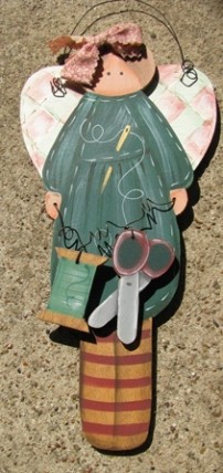 Country Crafts 776SAG Wood Angel Sewing Green Country Crafts 776SAG Wood Angel Sewing Green