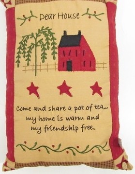 78054dh  Dear House Saltbox House willow tree Pillow 