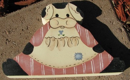 785M - Sitting Wood Mauve Cow  785M - Sitting Wood Mauve Cow