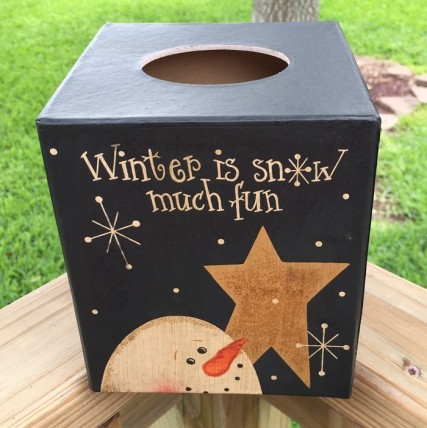 Kleenex Box Cover  Paper Mache' 7TB299 -Winter is Snow Much Fun Snowman  