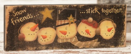 7W1410bm SnowFriends Stick Together wood block 7W1410bm SnowFriends Stick Together wood block