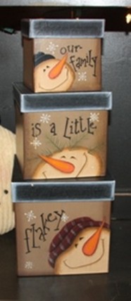 803028 Our family is a little Flakey snowman set of 3 nesting boxes 803028 Our family is a little Flakey snowman set of 3 nesting boxes
