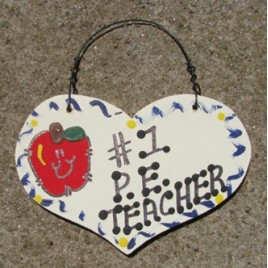 Teacher Gifts  814 P. E. Teacher Wood Teacher Heart 