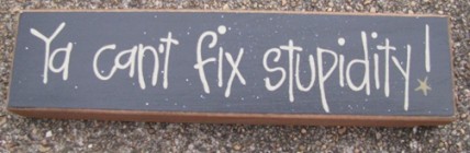 82167S - Ya Just Can't  Fix Stupidity wood block 