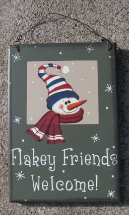 Snowman Wood Sign 8303G - Flakey Friends Welcome Snowman Wood Sign 8303G - Flakey Friends Welcome