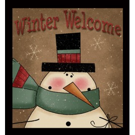  Primitive Wood Sign 844WW - Winter Welcome Snowman