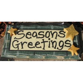 Primiitve Wood Sign 8651G Season Greetings Green  