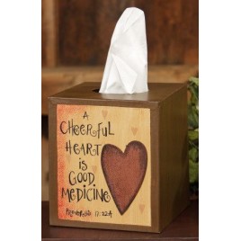  Primitive Tissue Box Cover Paper Mache' 8tb313  A Cheerful Heart 