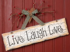 Primitive Crackled Wood Sign  8W1088- Live Laugh Love 