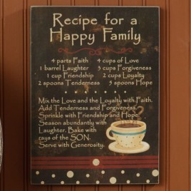 8W1376-Recipe for a Happy Family wood sign 