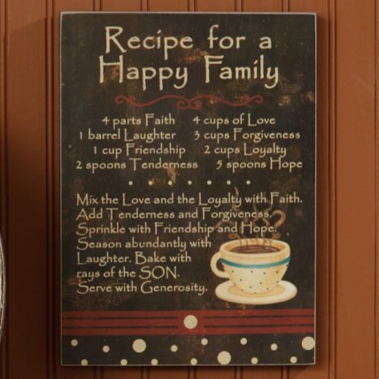 8W1376-Recipe for a Happy Family wood sign 8W1376-Recipe for a Happy Family wood sign
