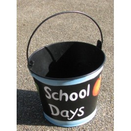 90851B - School Days Blue Tin teacher Bucket with Handle 