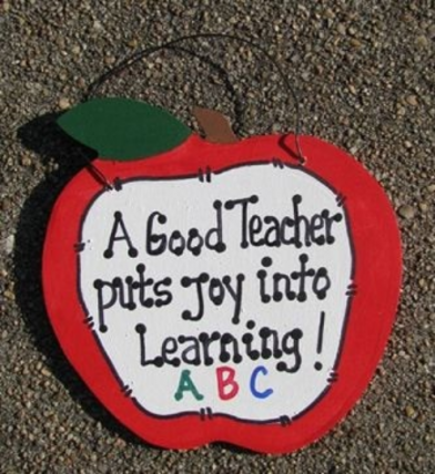 Teachers Gifts - 9171J Apple A Good Teacher puts Joy Learning Wood sign Teachers Gifts - 9171J Apple A Good Teacher puts Joy Learning Wood sign