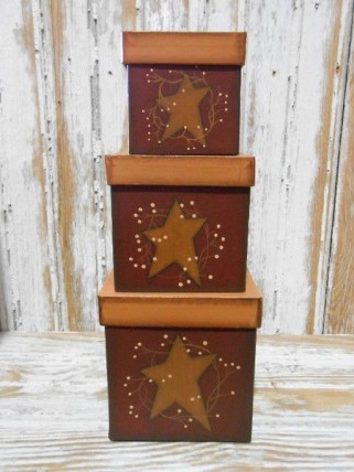 Primtiive Nesting Boxes 9600 Star and Vine Set of 3 boxes Primtiive Nesting Boxes 9600 Star and Vine Set of 3 boxes