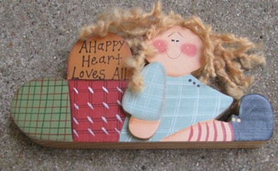 967H - A Happy Heart Loves All wood doll 