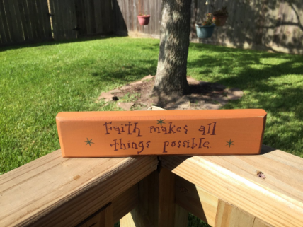 Primitive Wood Block  9904F Faith Makes All things Possible