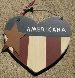 Patriotic Decor  99108A -  Primitive Heart Americana 