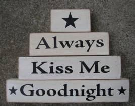 AM67683 Always Kiss Me Goodnight set of 4 wood blocks