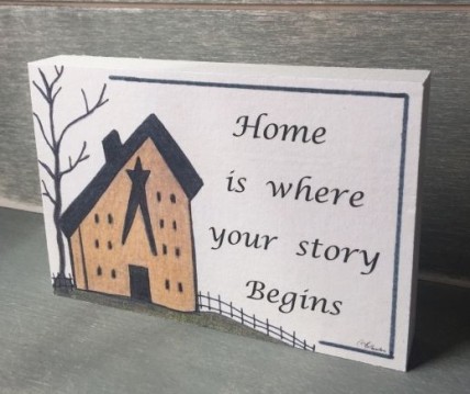 Wood Block B101 - Home is Where your story Begins Wood Block B101 - Home is Where your story Begins